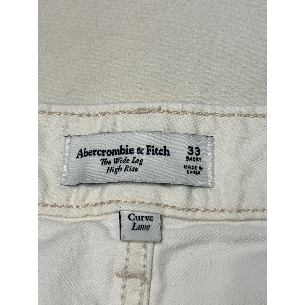 Abercrombie & Fitch Curve Love Wide Leg High Rise White Jeans Women Plus 33 L28 - Picture 3 of 11